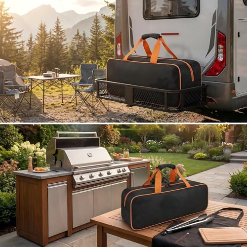 Heavy Duty Grill Tool Storage Bag, Large Capacity Grill Accessory Storage, Waterproof Oxford Grill Utensil Storage Compatible with Blackstone for Camping, RV Travel,(Bag Only)