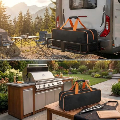 Heavy Duty Grill Tool Storage Bag, Large Capacity Grill Accessory Storage, Waterproof Oxford Grill Utensil Storage Compatible with Blackstone for Camping, RV Travel,(Bag Only)