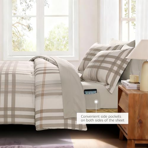 MaiRêve Full Size Comforter Set Brown Grey, Classic Plaid Farmhouse Bedding Sets 7 Pieces, All Season Lightweight Bed in a Bag with Sheets, Pillowcases & Shams - color: Brown Grey, size: Full