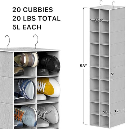 Simple Houseware 20 Section Shelves Hanging Shoes Organizer Holder for Closet, Gray - color: Grey
