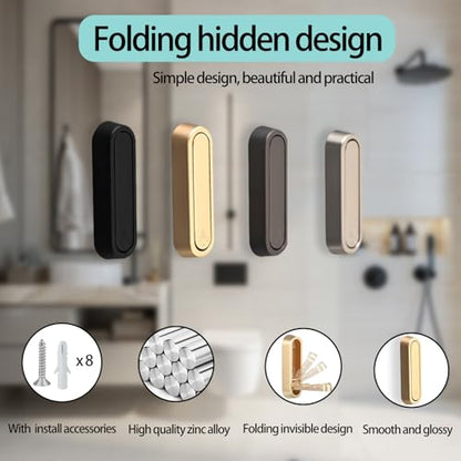 Baitiane Metal Folding Wall Hooks, 4 Color Foldable Hooks Set, Multi - Purpose Organizer for Keys & Items, Heavy - Duty & Space - Saving, Perfect for Home, Office