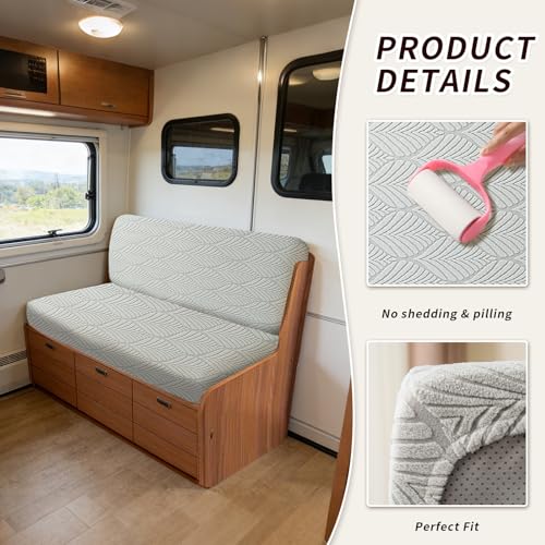 RV Dinette Cushion Covers, 2PCS Leaf RV Couch Cover, Camper Cushion Covers, Camper-rv Sofa Cover for Couch, Bench Seat & Dinette Booth Cushions(Light Grey,[39.4" to 49.2"]×[19.7" to 25.6"]) - color: Leaf/Light Grey/2pcs