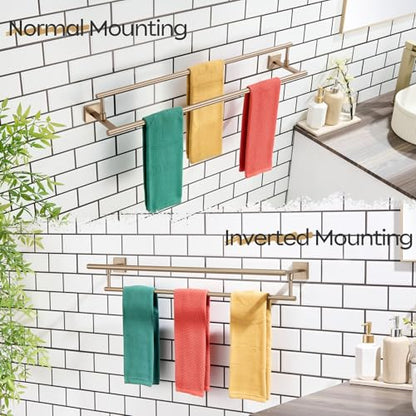 KOKOSIRI Towel Bars 32-Inch Bathroom Towel Holder Champagne Bronze Double Bath Towel Racks Wall Mounted Stainless Steel B5009CPG-L32 - color: Champagne Bronze, size: 32-Inch
