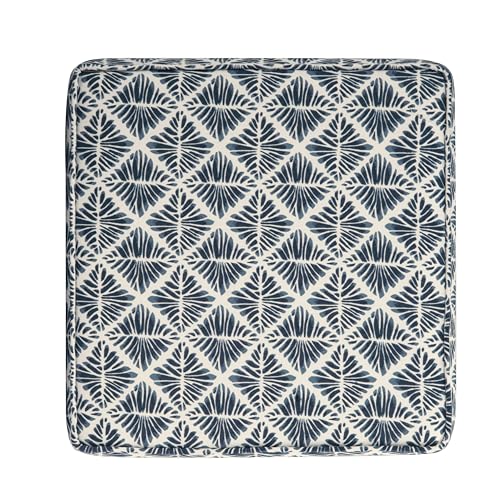HomePop 18" Classic Square Storage Ottoman - Blue Geometric Pattern - color: Blue Geometric Pattern