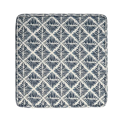 HomePop 18" Classic Square Storage Ottoman - Blue Geometric Pattern - color: Blue Geometric Pattern