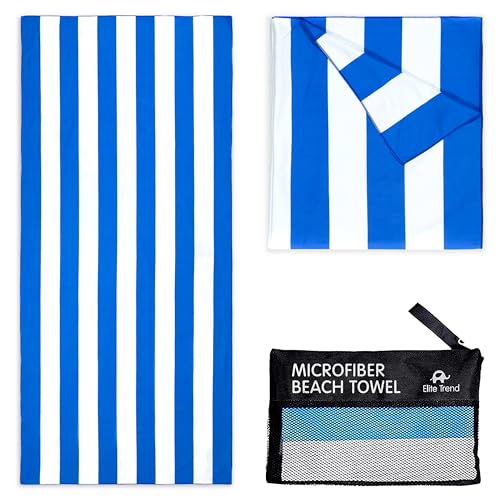 Elite Trend Quick Dry Towel Large 63x31 Inch - Microfiber Beach Towel - Perfect for Beach, Travel, Swimming, Pool, Yoga, Hiking, Camping - Lightweight, Fast Drying, Compact for Adults (Cabana Blue) - color: Cabana Blue, style: Large 63x31"
