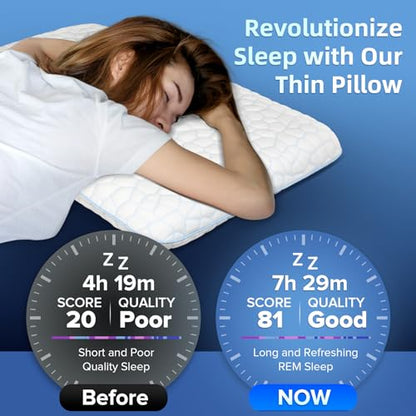 Ultra Thin Flat Pillows for Sleeping,Cooling Slim Memory Foam Pillow 2.75 in Height Ultra Thin Pillow,Low Profile Sleeper Pillows for Stomach Sleeper for Neck and Back Support Stomach Sleeping Pillow - size: Ultra Slim (2.75-Inch Height)