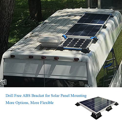 Solar Panel Mounting Brackets ABS Corner Bracket Kit 7PCS, Drill-Free Widely Used on Roofs of RV, Caravans, Vehicles, Camper Vans, Sheds, Garages, Deck of Boats, Black - color: Black