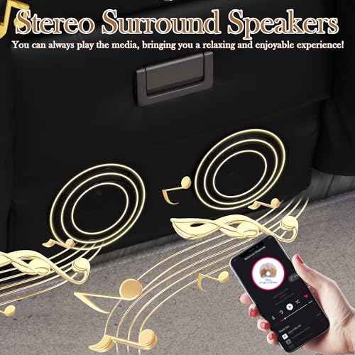 TUNYI Power Loveseat Recliner Sofa with Massage & Heat Home Theater Seating with Console RV Recliner Loveseat Sofa with USB/Storage/Side Pocket/LED Light/Speaker (Black, 3 Seat with Console) - color: Black, size: 3 Seat with console