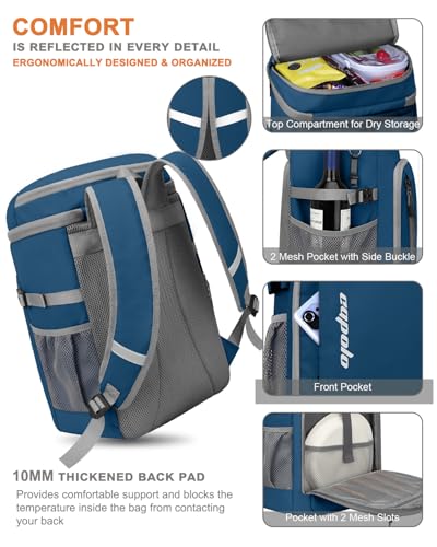 Capolo 36/45 Cans Cooler Backpack Insulated Waterproof for Women Men Lunch Backpack Coolers Leak Proof Soft Cooler Bags - color: Leather Blue, size: 36 Cans
