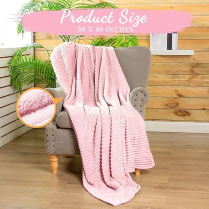 Buryeah 6 Pcs Flannel Throw Blanket Bulk 50 x 60 in Sleepover Blanket Outdoor Wedding Throw Lightweight, Oeko-tex Standard 100 Certified for Sofa Homeless Gifts (Light Pink) - color: Light Pink