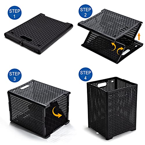 Eslite 42L Collapsible Plastic Laundry Baskets,Foldable Laundry Hamper,Pack of 2 (Black) - color: Black