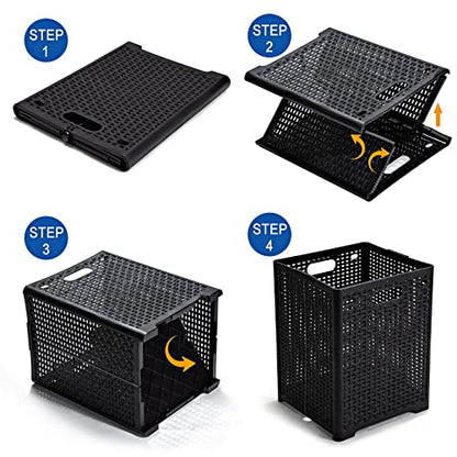 Eslite 42L Collapsible Plastic Laundry Baskets,Foldable Laundry Hamper,Pack of 2 (Black) - color: Black