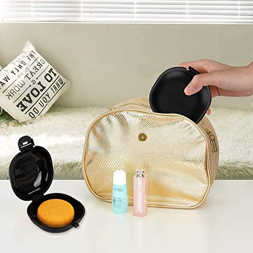 2 Pack Travel Soap Case, Portable Travel Soap Container Small Holder Case, Airtight Soap Box Tray for Shower Bathroom Outdoor (Black) - color: Black-small