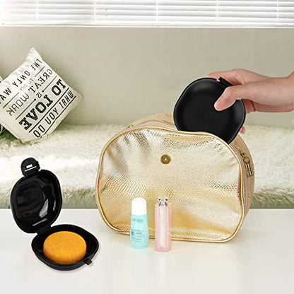 2 Pack Travel Soap Case, Portable Travel Soap Container Small Holder Case, Airtight Soap Box Tray for Shower Bathroom Outdoor (Black) - color: Black-small