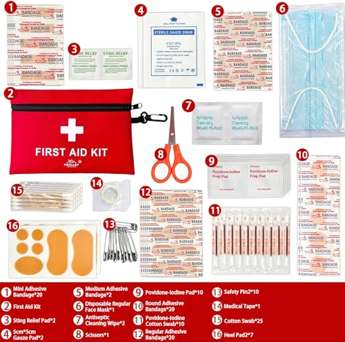 152 Piece Small First Aid Kit, Travel Size First Aid Kit TSA Approved, Mini Forst aid kit for Home, Car, Travel, Camping, Truck, Sports, Office, Hiking Med Kit for Backpack