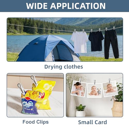 Plastic ClothesPins Heavy Duty Out door 24 Pack with Storage Box, 2.5-Inch Chip Clips with Non-Slip No-Trace Design for Laundry, Drying Clothes,Towels, Crafts, Picture, Food Clips, Home Use and Travel - color: White