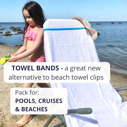Towel Crabber Towel Bands (6-Pack), Beach Pool & Cruise Chairs, Extra Durable, Cruise Ship & Beach Essentials, Alternative to Beach Towel Clips (3 Regular + 3 Glow in The Dark) - color: Pink, Orange, Yellow, Green, Blue, Purple