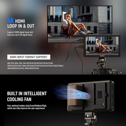 NEEWER F700 7" Camera Field Monitor, 2000nit HD 1920x1080 IPS Touch Screen with 3D LUT, 4K HDMI Loop in/Out with Peak Focus DSLR Video Assist HDR Waveform, Cold Shoe Mount, 2 NP-F750 Batteries & Cable
