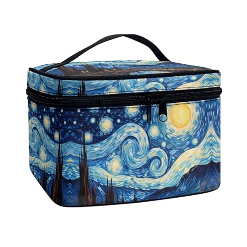 Flashideas Van Gogh Starry Night Large Capacity Travel Toiletry Bag Multifunctional Zipper Makeup Organizer Makeup Bag for Purse Toiletry Bag for Skincare Makeup Organizer Bag - color: Van Gogh Starry Night 1
