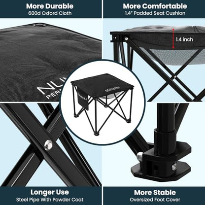 NUMANU 2-Pack Oversized Padded Camping Stool for Adults, Thick Padded 18.5" Heavy Duty Outdoor Camp Chairs with Anti-Slip Feet & Carry Bag, Folding Ottoman Foot Rest for Travel, Max 500lbs - size: 2PK (2x Seats)