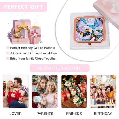 Compact Mirror for Purse, Double-Sided 1X/2X Magnifying Metal Pocket Makeup Mirrors(Square, Rose Gold Butterfly) - color: Rose Gold 14