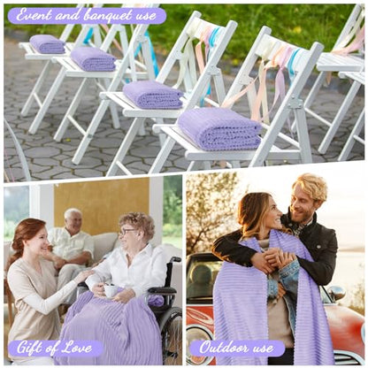 Buryeah 6 Pcs Flannel Throw Blanket Bulk 50 x 60 in Sleepover Blanket Outdoor Wedding Throw Lightweight, Oeko-tex Standard 100 Certified for Sofa Homeless Gifts (Light Purple) - color: Light Purple