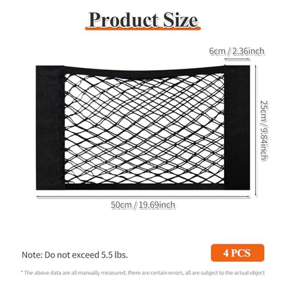 Gute 4PCS RV Cargo Storage Mesh Net,Elastic Stretchable Netting with 8 Adhesive Strip Wall Stickers - Fit for SUV, Truck