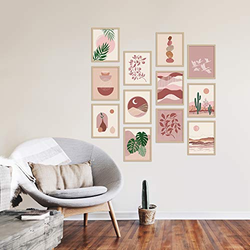 Artivo Boho Wall Art Prints Southwestern Art Wall Decor 8x10 12 Set, Neutral Aesthetic Wall Collage Kit, Modern Wall Art Desert Bedroom Posters, - color: Boho 12 Set