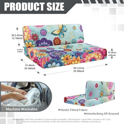 Butterfly RV Dinette Cushion Covers Colorful Dahlia RV Stretch Sofa Seat Slipcovers Camper Couch Cushion Covers Include 1 Bench Cover 1 Backrest Cover - color: Butterfly Colorful Dahlia