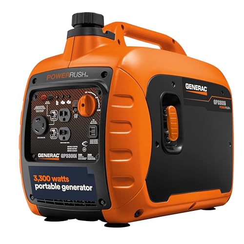 Generac 3,300-Watt Gas Powered Portable Inverter Generator - Lightweight and Compact - USB Ports for Device Charging - Produces Clean, Stable Power - Great for Home Backup, Camping, and RV Use - style: 3300-Watt Inverter - COsense - 49 ST