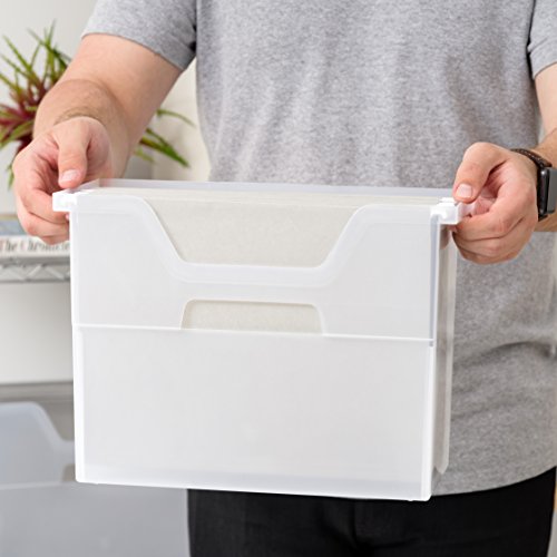 IRIS USA Medium Portable Desktop File Box with Open Top, Side Handles, Hanging File Folders, Tabs & Inserts, Letter Size, For Magazines Newspapers Mail Books Notebooks Binder Homework, Clear - size: 1 - Pack, style: Open Top Bin (M - Clear)