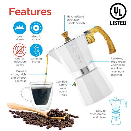 GROSCHE Milano Moka Stovetop Espresso Coffee Maker (3 Cup / 150 ml, White) - color: White, size: 3 espresso cups