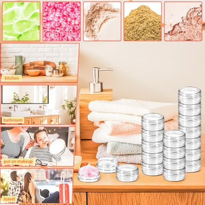 200 Pack 3g Plastic Jars with Lids, 3ml Round Clear Cosmetic Containers Makeup Jars, 3gram Travel Size Container Jar with Spatulas for Makeup Lotion Cream Sample Ointment Salve Balm Powder - color: Clear, size: 200PCS