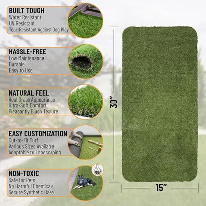 Ottomanson Artificial Grass Puppy Potty Training Pad, 15" x 30" Reusable Pee Pad for Small Pets and Dogs - color: A Grass, size: Pet - 15" x 30"
