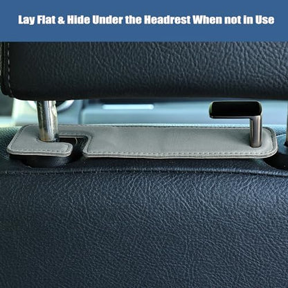 Amooca Car Seat Back Hook Universal Auto Storage Hanger Suede with Metal Car Seat Organizer for Handbag Purse Coat Umbrellas Grocery Bags 2 Pack Light Gray - color: Light Gray