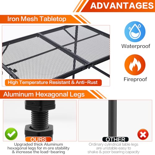 Outdoor Grill Camping Folding Table 3 Ft, Aluminium Picnic Table - Portable, Lightweight, Compact & Height Adjustable Collapsible Patio BBQ Garden Table - size: 3ft