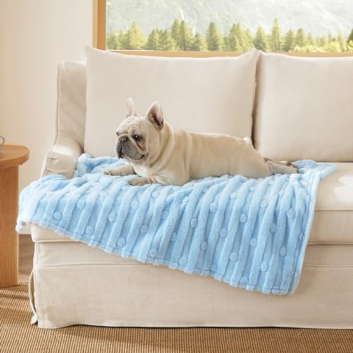 Bedsure Dog Blanket for Medium Dogs Washable - Fluffy Fuzzy Puppy Cat Blanket with Premium 300GSM Coral Fleece Soft for Pet Kitten Doggy, Blue, 30x40IN - color: Blue Dot, size: M(30x40")