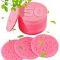 METUUTER 50 PCS Compressed Facial Sponges for Estheticians- 100% Natural Cellulose Face Sponge Professional Cosmetic Spa Sponges for Face Cleansing, Massage, Pore Exfoliating, Mask, Makeup Removal - color: Pink