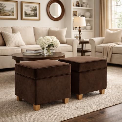 HomePop 18" Classic Square Storage Ottoman - Chocolate Brown Velvet - color: Chocolate Brown Velvet