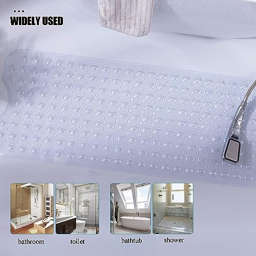 Bathtub and Shower Mats, 28 x 15 Inch Non-Slip Bath Mat, Machine Washable Bath Tub Mat with Suction Cups & Drain Holes for Bathroom, Beige - color: Clear, size: 28" x 15" (Rectangular)