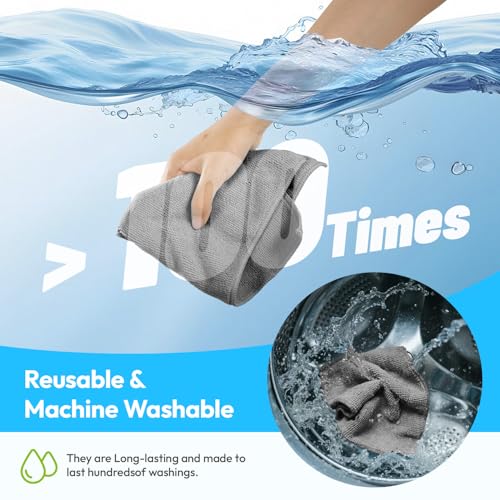 Microfiber Towels for Cars,24 Pack,12" x 12" Gray | Microfbier Cleaning Cloth Lint Free Scratch Free Super Absorbent For Kitchen Garage Window Automotive Car Rags - color: Gray