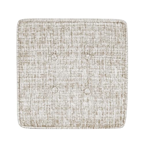 HomePop 18" Square Tufted Storage Ottoman - Cream Textural Woven - color: Cream Textural Woven
