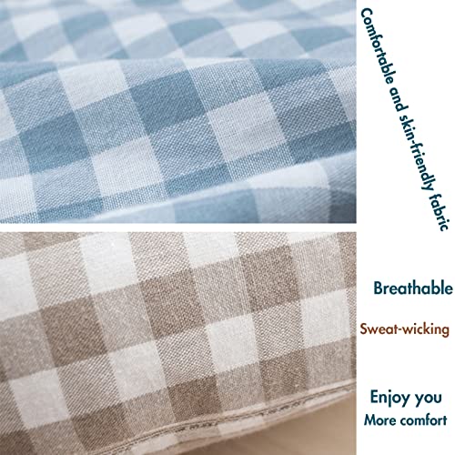 Buckwheat Pillow for Side Sleepers Cervical Neck Cooling Pillows U Shaped Pillow Ergonomic Travel Head Pillow for Sleeping Buckwheat Hulls Filling Removable Cotton Cover (12x12 inch, Blue) - color: Lattice-blue