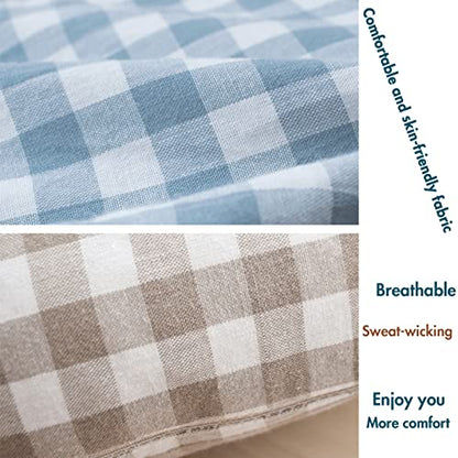 Buckwheat Pillow for Side Sleepers Cervical Neck Cooling Pillows U Shaped Pillow Ergonomic Travel Head Pillow for Sleeping Buckwheat Hulls Filling Removable Cotton Cover (12x12 inch, Blue) - color: Lattice-blue