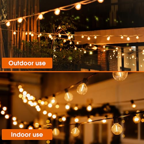 addlon 50FT LED Outdoor String Lights, G40 Globe Patio Lights Dimmable with 27 Shatterproof Bulbs for Backyard Patio House Balcony Party Decor - size: 50FT(25 Sockets)