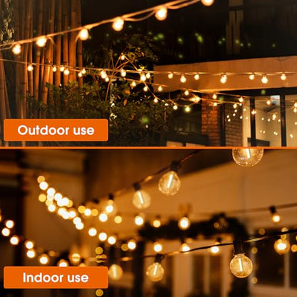 addlon 50FT LED Outdoor String Lights, G40 Globe Patio Lights Dimmable with 27 Shatterproof Bulbs for Backyard Patio House Balcony Party Decor - size: 50FT(25 Sockets)