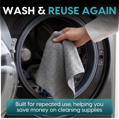 Microfiber Cleaning Cloth Roll Tearaway, 50 PCS Tear Away Towels, Reusable & Washable, Ultra Absorbent 12" x 12" Dish Rags for Car, Home, Kitchen, , 180 GSM Thickness, Paper Towel Alternative - color: Grey