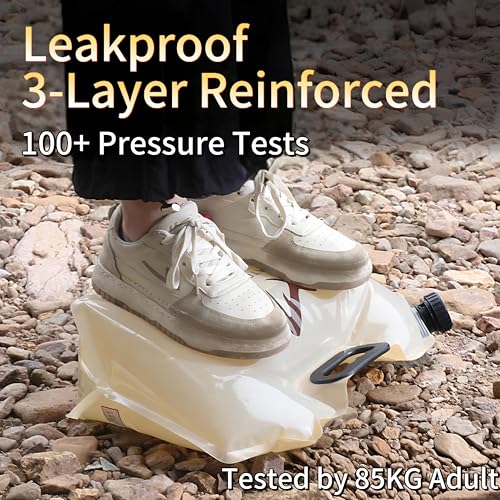Collapsible 2-Gallon Water Jug Portable Camping Bag with Leak-Proof Spigot Durable BPA-Free 8L Collapsible Water Container for Hiking Camping Emergency Prep (Beige-2Pack) - color: Beige-2Pack