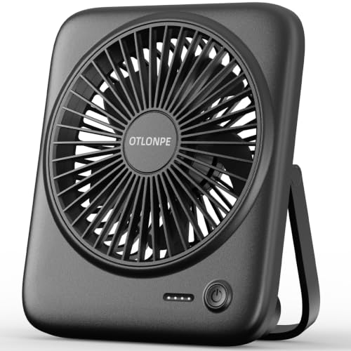 Otlonpe Personal Portable Desk Fan, 4000mAh Small Rechargeable Portable Fan Battery Operated & USB Powered for Travel Sleeping Bedroom Office Home Table, Cordless, Quiet, 4-Speed, 6.5 Inch (Black) - color: Black